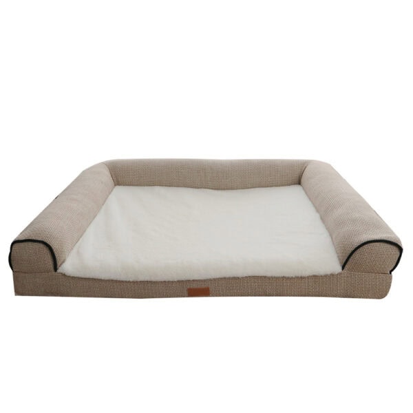 Linen & Shearling Bolster Lounger Pet Bed
