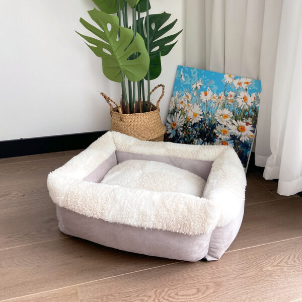 Reversible Sherpa & Velvet Bolster Bed