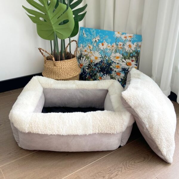 Reversible Sherpa & Velvet Bolster Bed