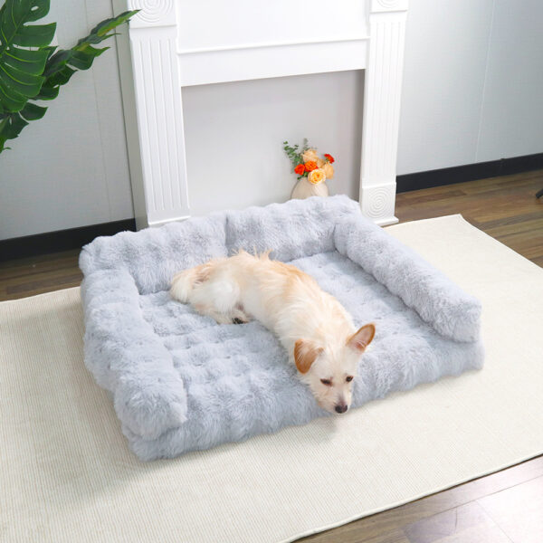 Plush Faux Fur Quilted Bolster Bed