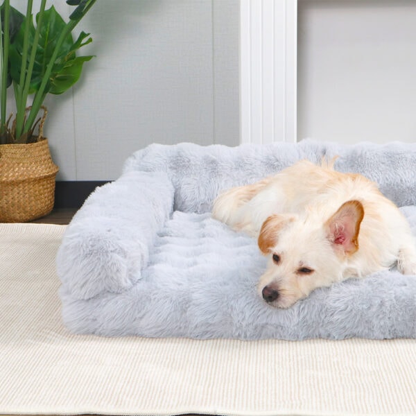 Plush Faux Fur Quilted Bolster Bed
