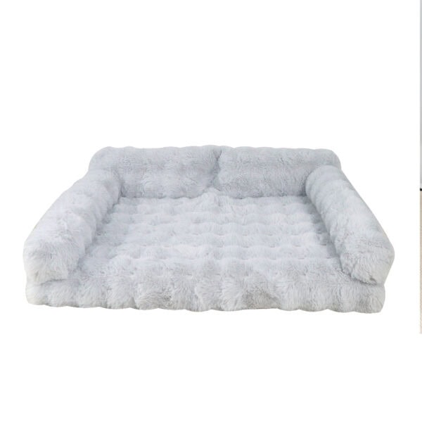 Plush Faux Fur Quilted Bolster Bed
