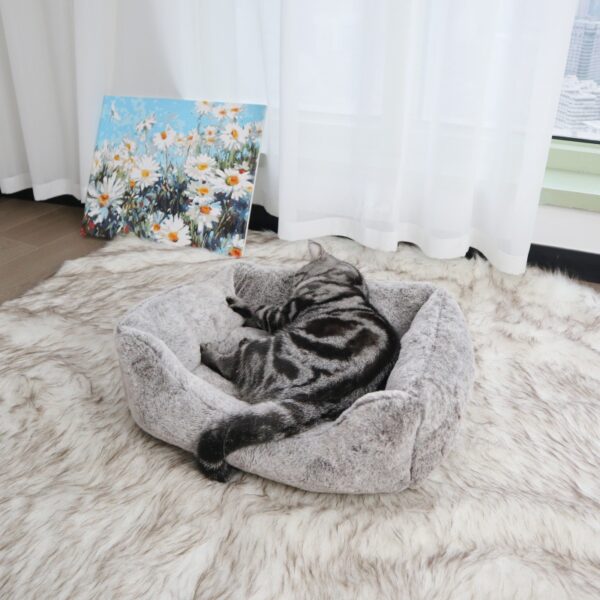 Plush Faux-Fur Bolster Bed