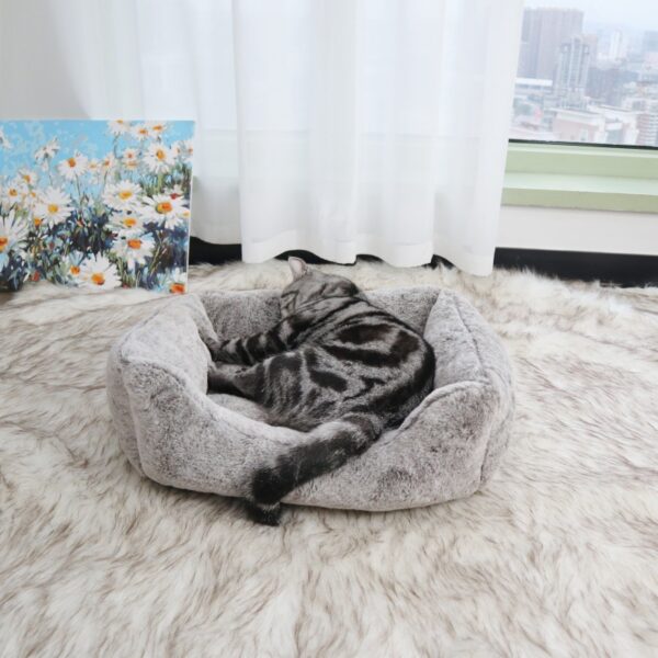 Plush Faux-Fur Bolster Bed