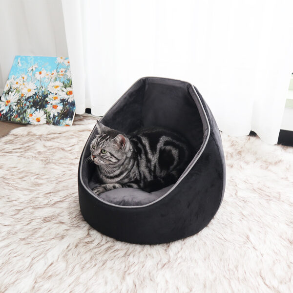 Velvet Hooded Privacy Cave Bed