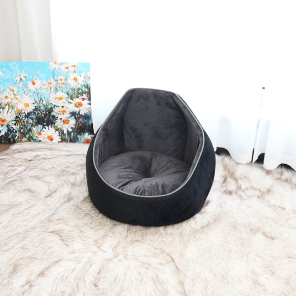 Velvet Hooded Privacy Cave Bed