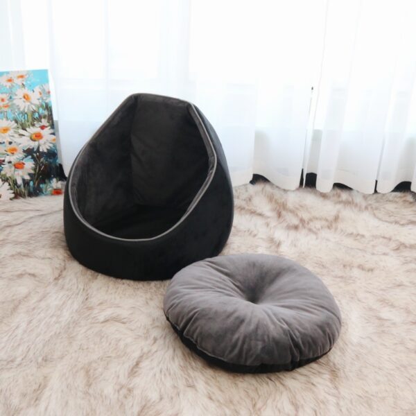 Velvet Hooded Privacy Cave Bed