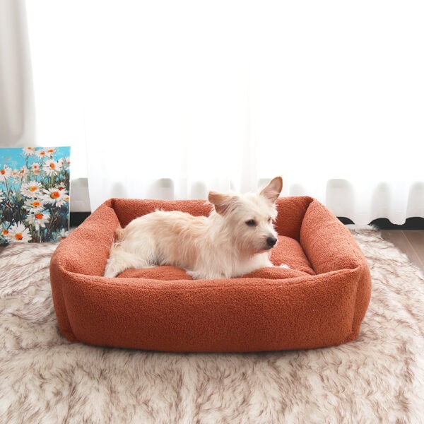 Teddy Fleece Rectangular Bolster Bed