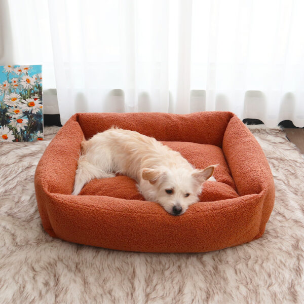 Teddy Fleece Rectangular Bolster Bed