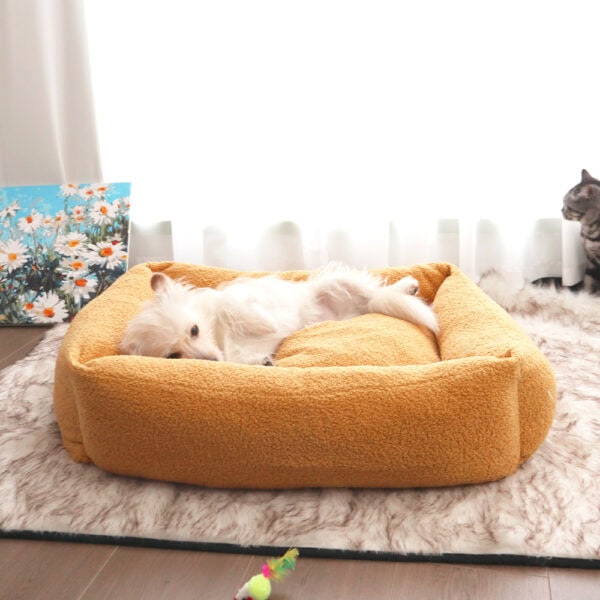 Teddy Fleece Rectangular Bolster Bed