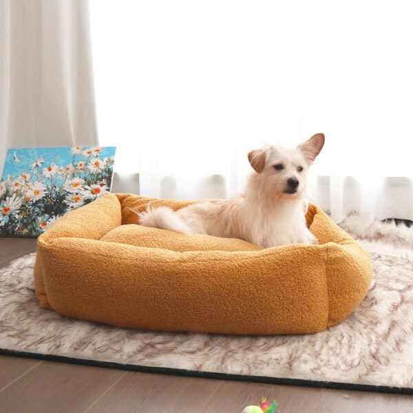 Teddy Fleece Rectangular Bolster Bed