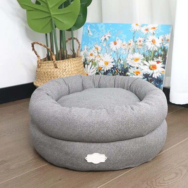 Grey Bouclé Round Donut Bed