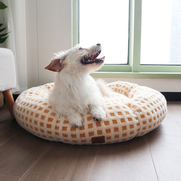 Cream Bouclé Round Donut Bed