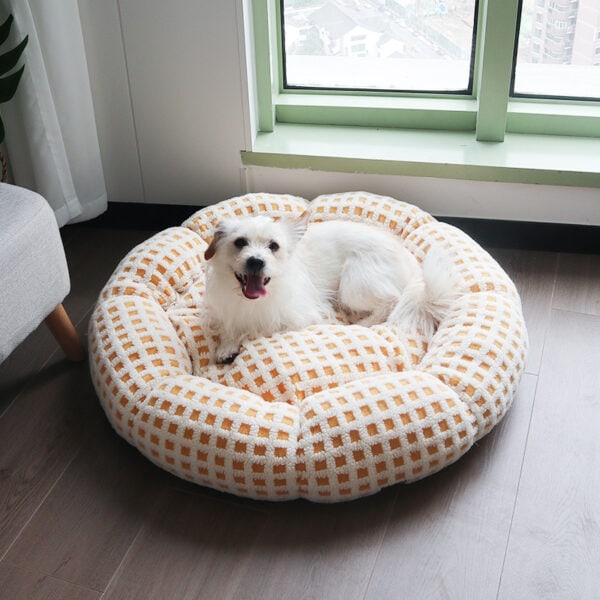 Cream Bouclé Round Donut Bed