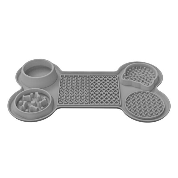 Triple-Zone Bone & Bowl Interactive Slow Lick Mat
