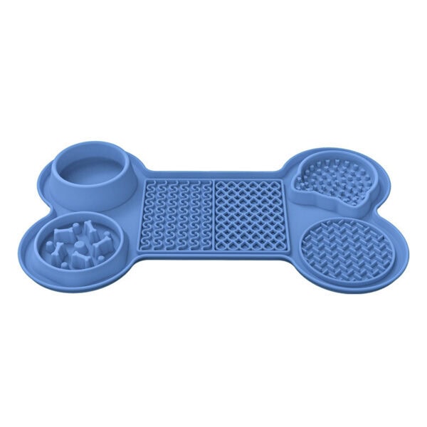 Triple-Zone Bone & Bowl Interactive Slow Lick Mat