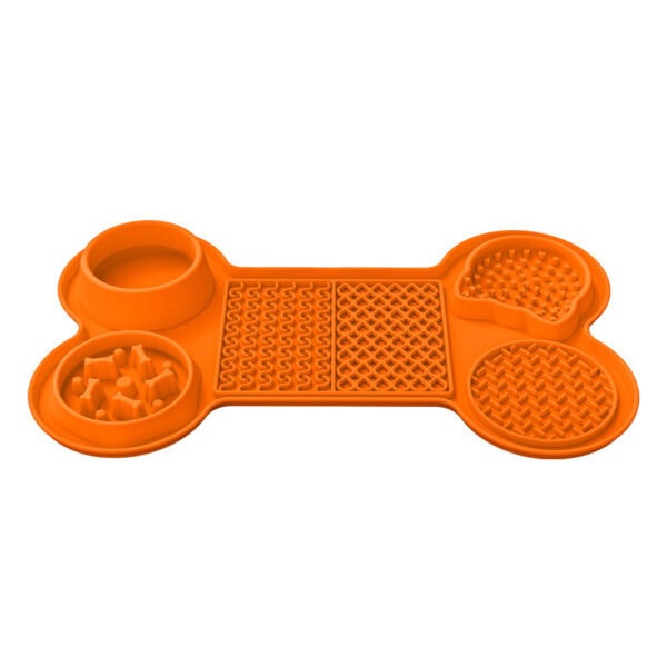 Triple-Zone Bone & Bowl Interactive Slow Lick Mat