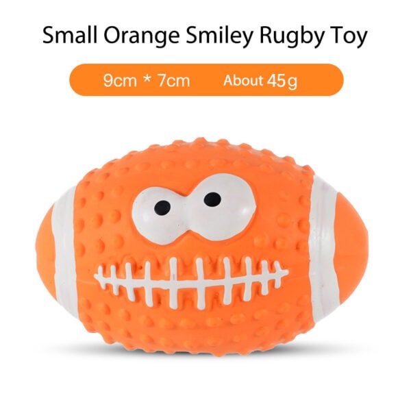 Latex Smiley Rugby squeaky dog toy