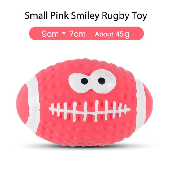 Latex Smiley Rugby squeaky dog toy