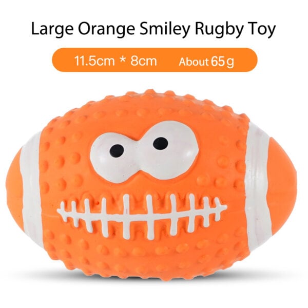 Latex Smiley Rugby squeaky dog toy