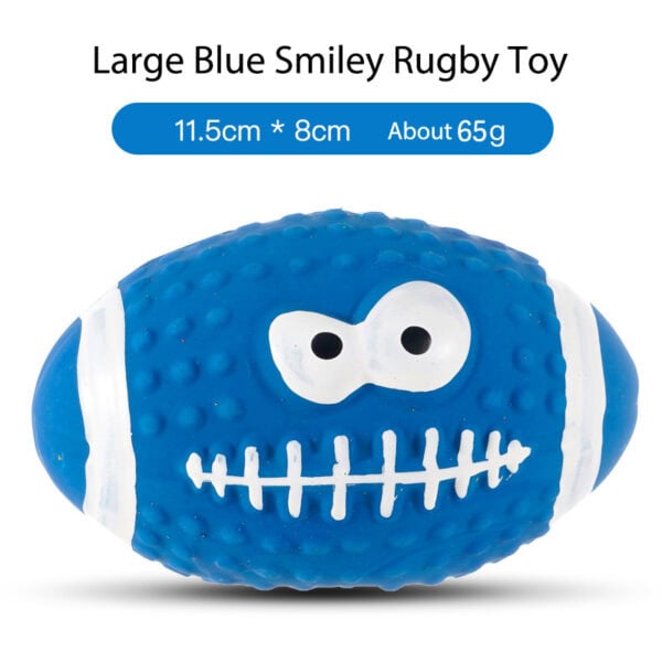 Latex Smiley Rugby squeaky dog toy