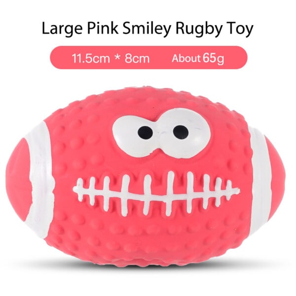 Latex Smiley Rugby squeaky dog toy