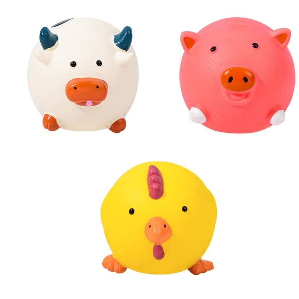 Latex Round Farm Animal Squeaky Dog Toys