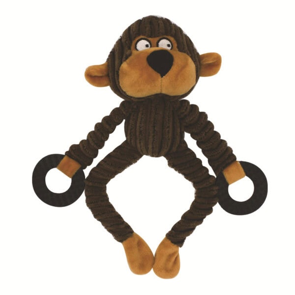 Corduroy Animal Dog Toy with Rubber Rings