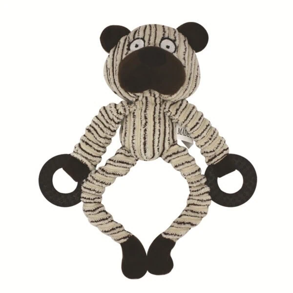 Corduroy Animal Dog Toy with Rubber Rings