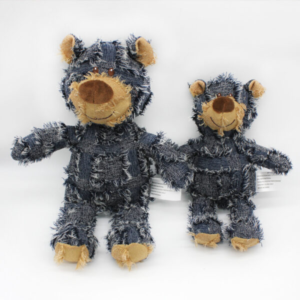 Canvas Patchwork Bear Squeaky Dog Toy