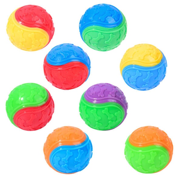 TPR Dual-Color Bone Pattern Squeaky Dog Ball - Medium / Large
