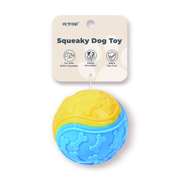 TPR Dual-Color Bone Pattern Squeaky Dog Ball - Medium / Large