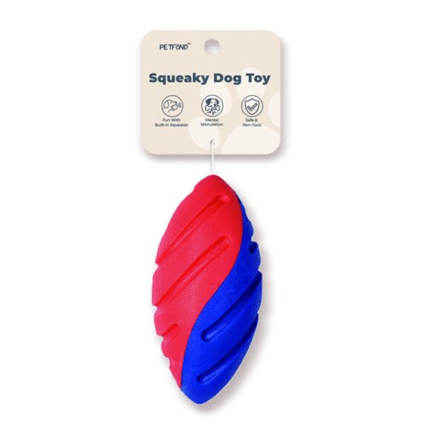Dual-Color TPR Rugby Squeaky Dog Toy